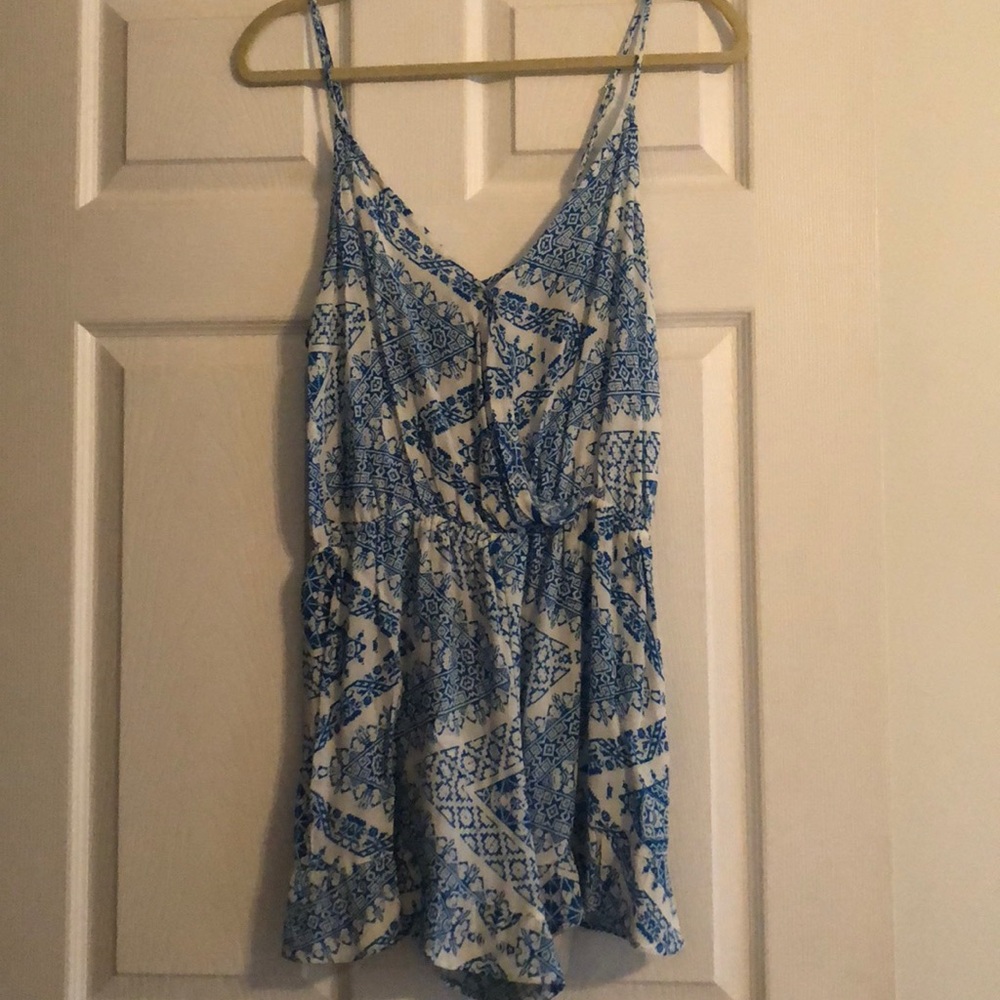 Blue printed romper